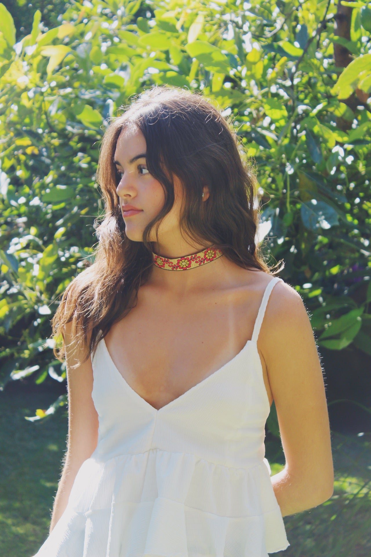 CHOKER | ROSA BORDADO FLORES